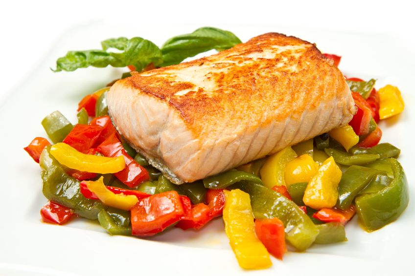 healthy salmon and peppers